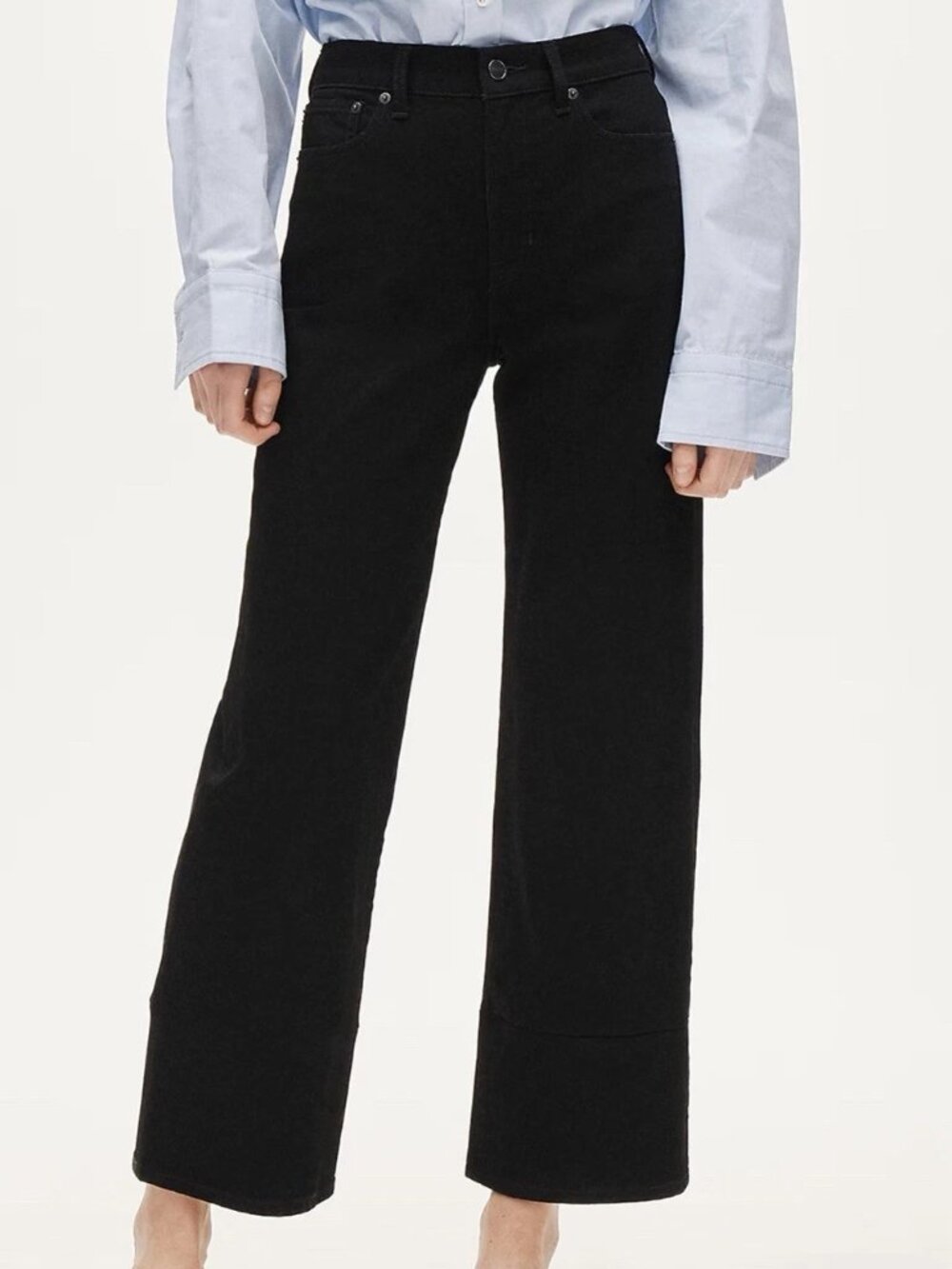 Madewell Black Rinse Slim Wide-Leg Jeans 31 NWT
